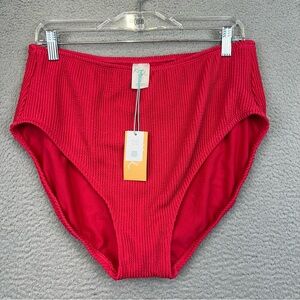 Kona Sol Swimsuit Bottoms Womens XL Pink High Waist Stretch Beach Swim Summer